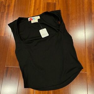 New NWT Free People FP Beach Black Tank Top Sleeveless Ribbed‎ Casual Size Small